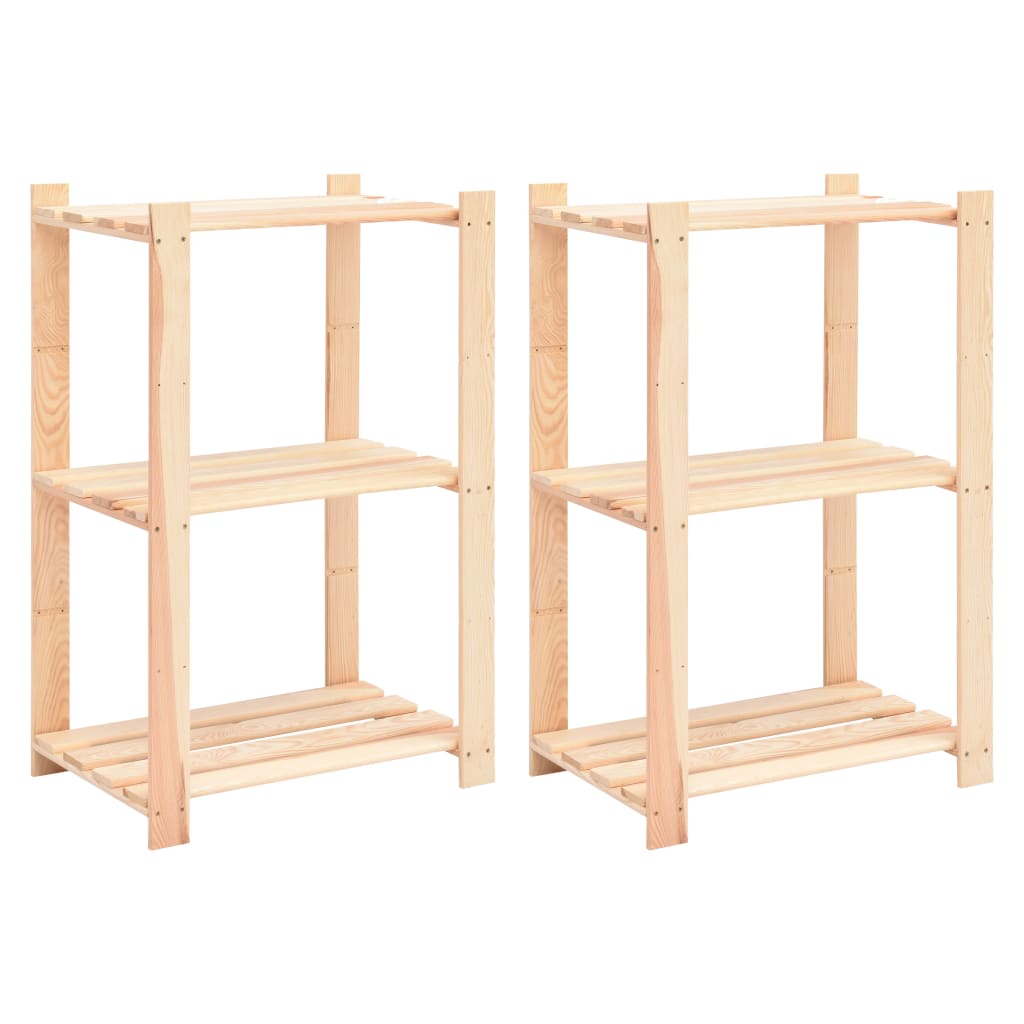 Set de 2 etajere cu 3 neveluri , vidaXL ,Lemn, 60 x 38 x 90 cm , Bej