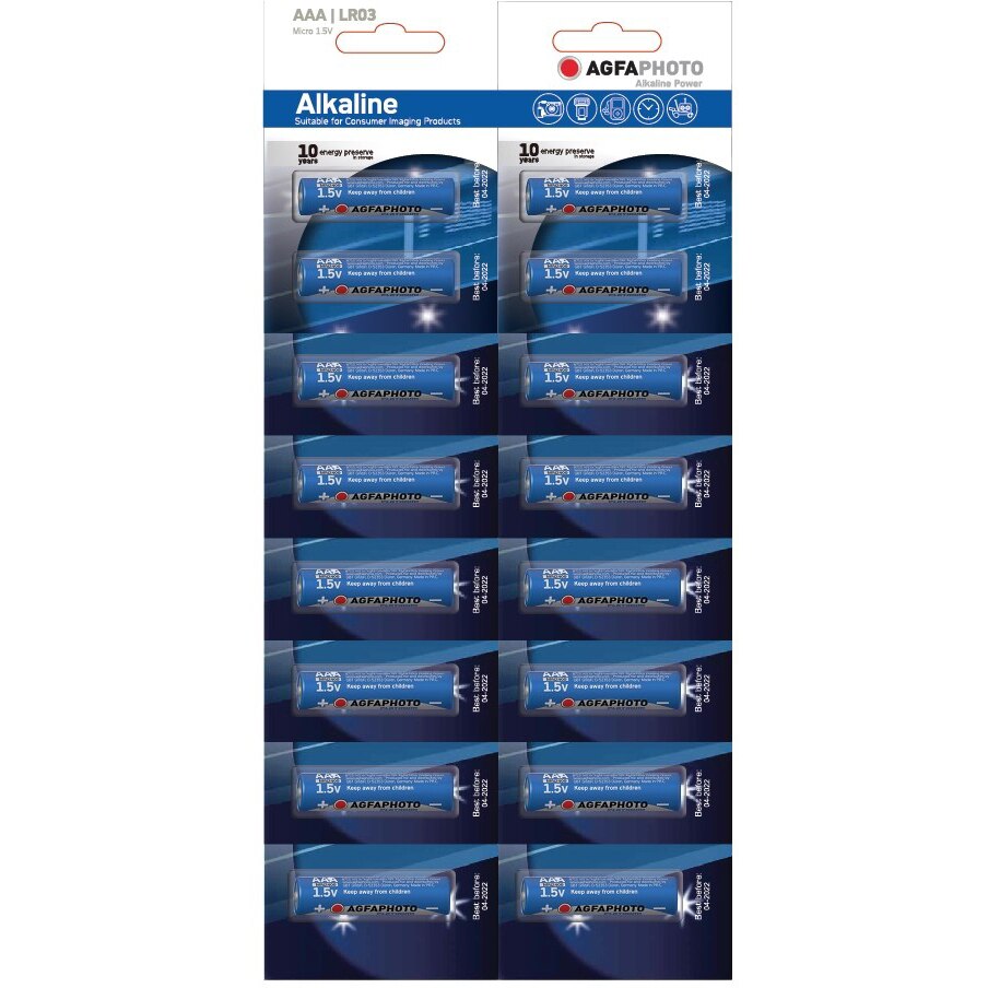 Baterii Agfaphoto Alkaline AAA, 16 buc