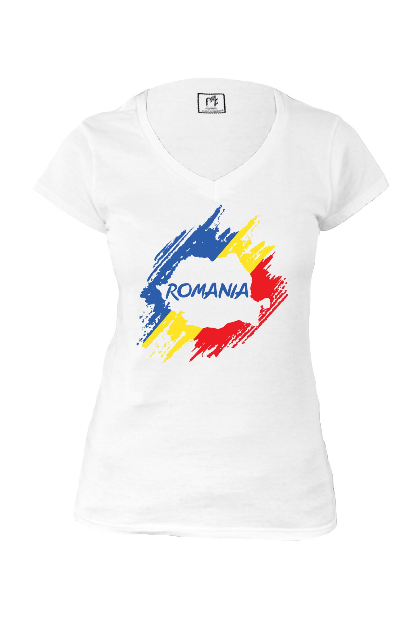 Tricou din bumbac, Magnetella, XS, Harta Romaniei, Alb