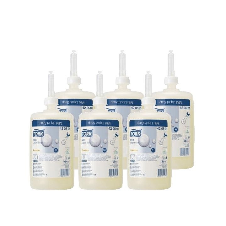Set de 6 rezerve de sapun lichid si gel de dus TORK, 6 X 1000ml, S1, alb-crem