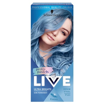Vopsea de par semi-permanenta Schwartzkopf Live Ultra Brights Pretty Pastels Denim Steel, 65 ml Vopsea de par semi-permanenta Schwartzkopf Live Ultra Brights Pretty Pastels Denim Steel, 65 ml