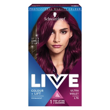 Vopsea de par permanenta Schwartzkopf Live +Lift L76 Ultra Violet, 142.5 ml Vopsea de par permanenta Schwartzkopf Live +Lift L76 Ultra Violet, 142.5 ml