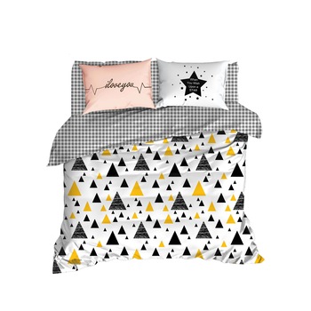 Lenjerie de pat pentru 2 persoane, 4 piese, Enlora home, ilove ,240x260 , 100% bumbac ranforce Lenjerie de pat pentru 2 persoane, 4 piese, Enlora home, ilove ,240x260 , 100% bumbac ranforce