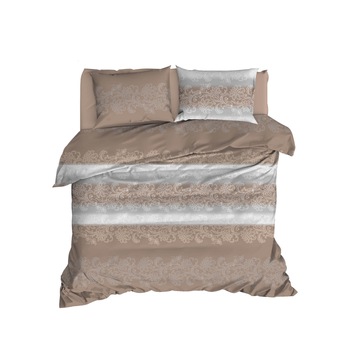 Lenjerie de pat pentru 2 persoane, 4 piese, Enlora home, silvia-brown ,240x260 , 100% bumbac ranforce Lenjerie de pat pentru 2 persoane, 4 piese, Enlora home, silvia-brown ,240x260 , 100% bumbac ranforce