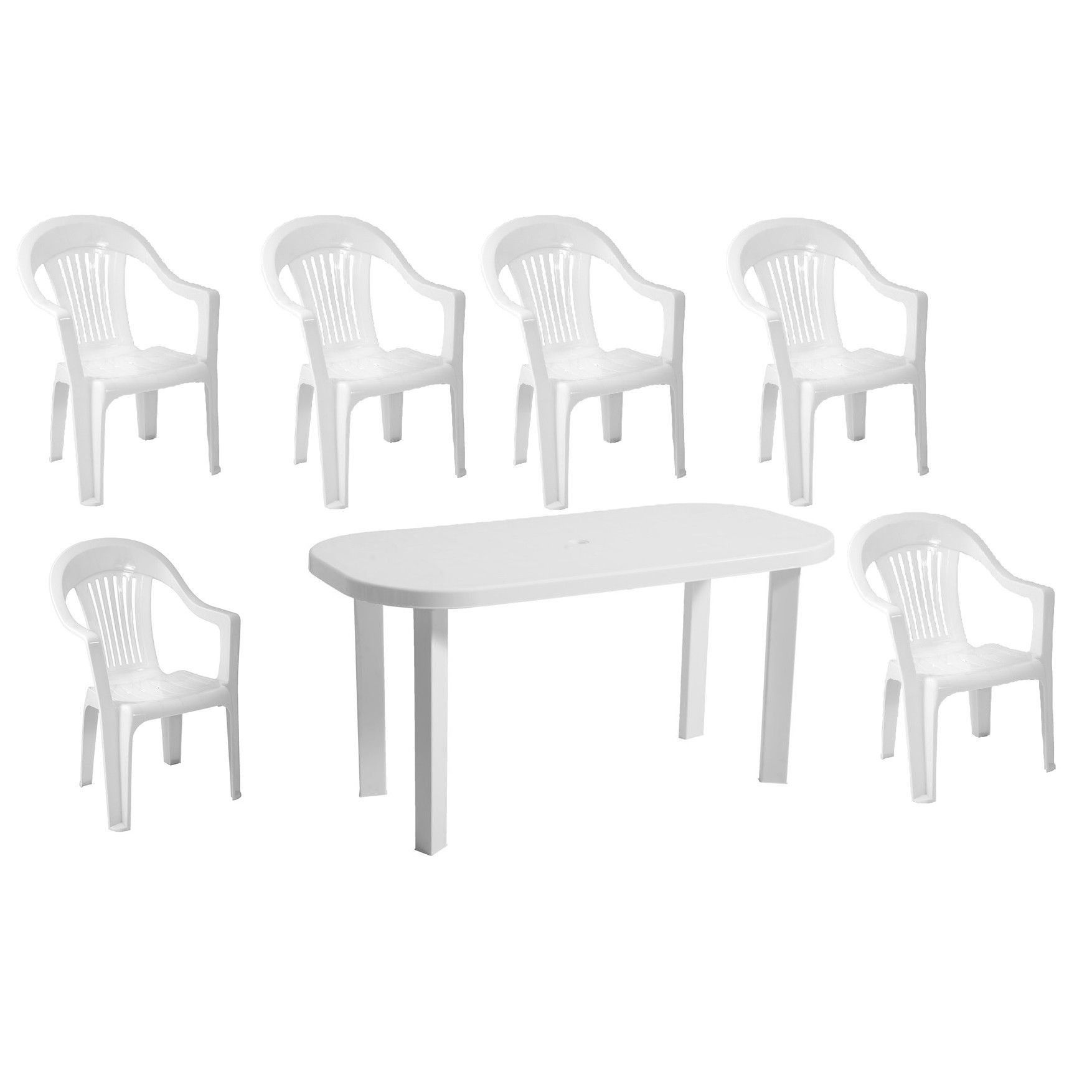 Set pentru gradina MagStar Sol masa si 6 scaune, Culoare Alb