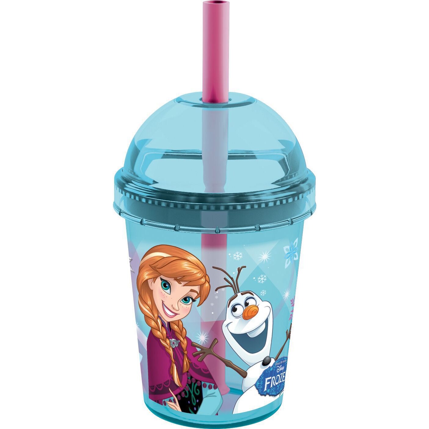Pahar, Disney, Frozen, cu pai, albastru, 250ml