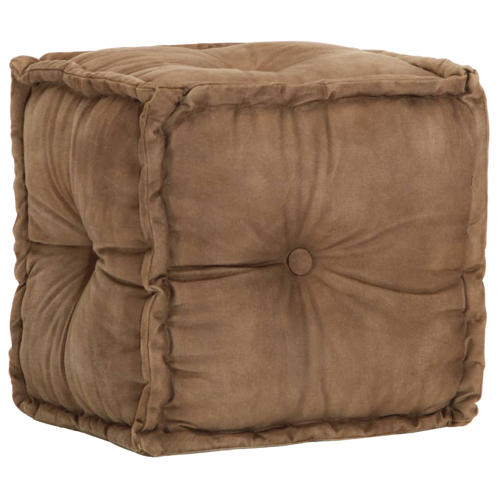 Fotoliu puf vidaXL, Bumbac, 40 x 40 x 40 cm, Maro