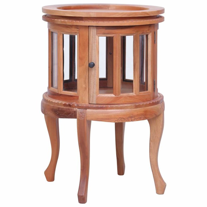 Шкаф с витрина vidaXL, Естествен цвят, 50x50x76 см, Махагон масив, 13 Kg