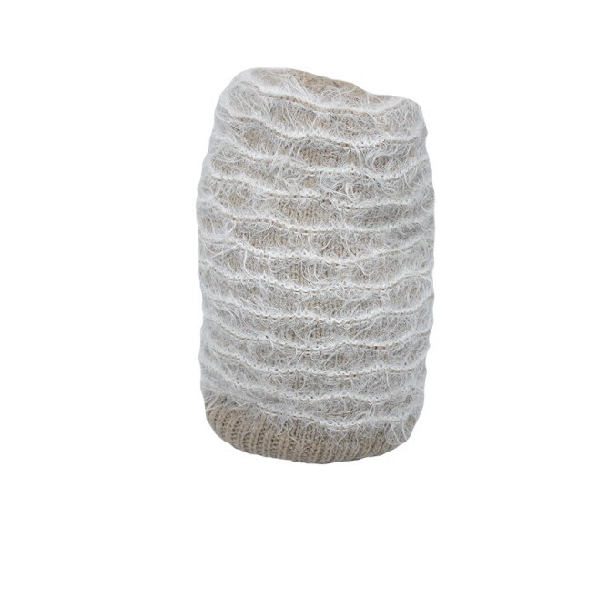 Caciula tinereasca cu design rafinat de dungi albe,D&J Exclussive,bej