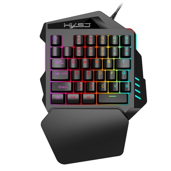 Tastatura mini gaming V100 cu 35 taste, HXSJ, USB, Negru Tastatura mini gaming V100 cu 35 taste, HXSJ, USB, Negru