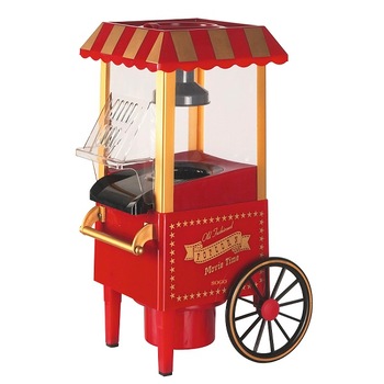 Aparat de facut popcorn, Sogo 11330, Putere 1200W, Popcorn in stil traditional, Design retro, Cu roti, Rosu Aparat de facut popcorn, Sogo 11330, Putere 1200W, Popcorn in stil traditional, Design retro, Cu roti, Rosu