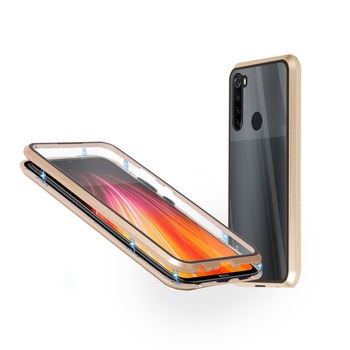 Husa magnetica 360° Xiaomi Redmi Note 8T Fashion Case, Aluminiu/Sticla, Auriu Husa magnetica 360° Xiaomi Redmi Note 8T Fashion Case, Aluminiu/Sticla, Auriu