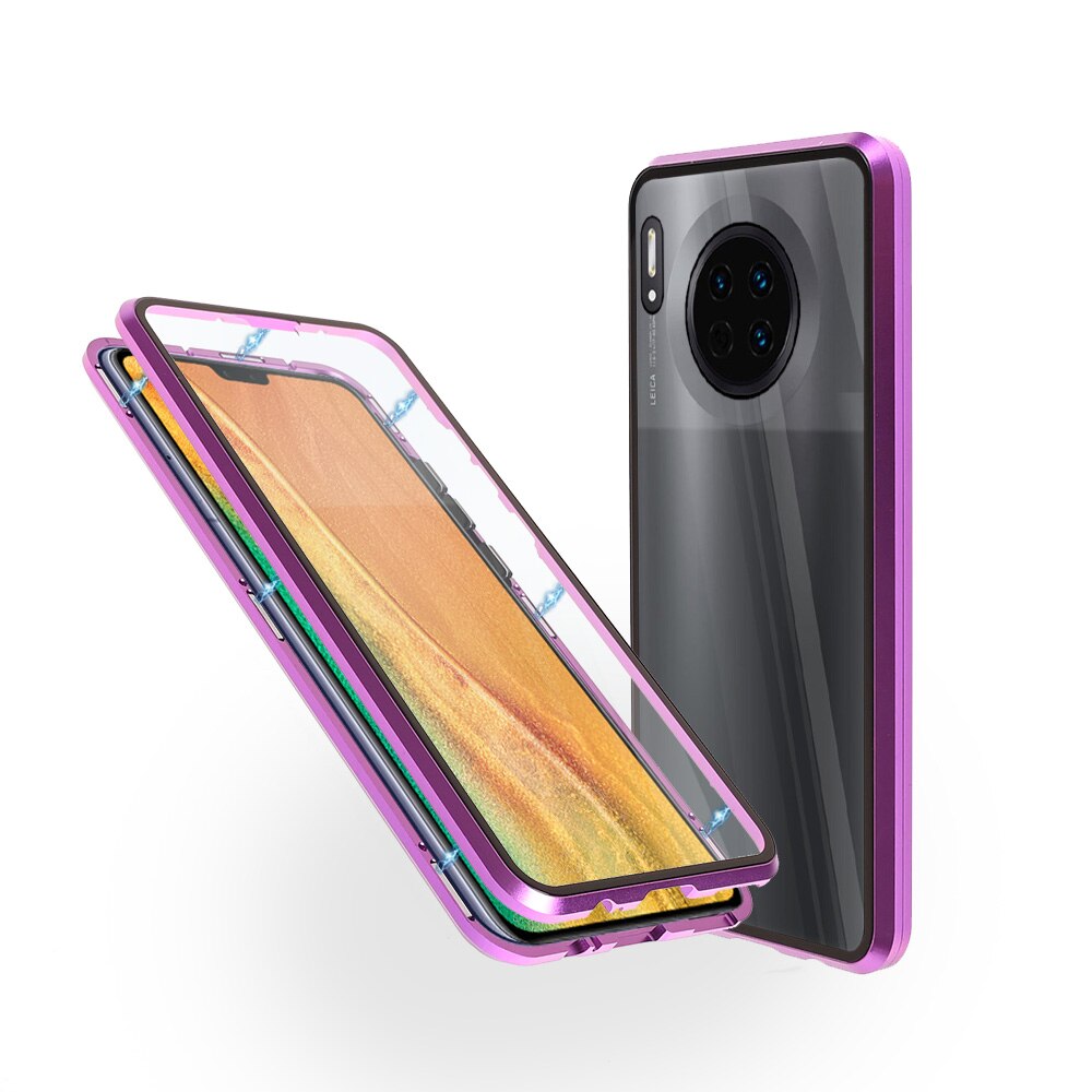 Carcasa magnetica pentru Huawei Mate 30, Sticla, 360 °, Mov