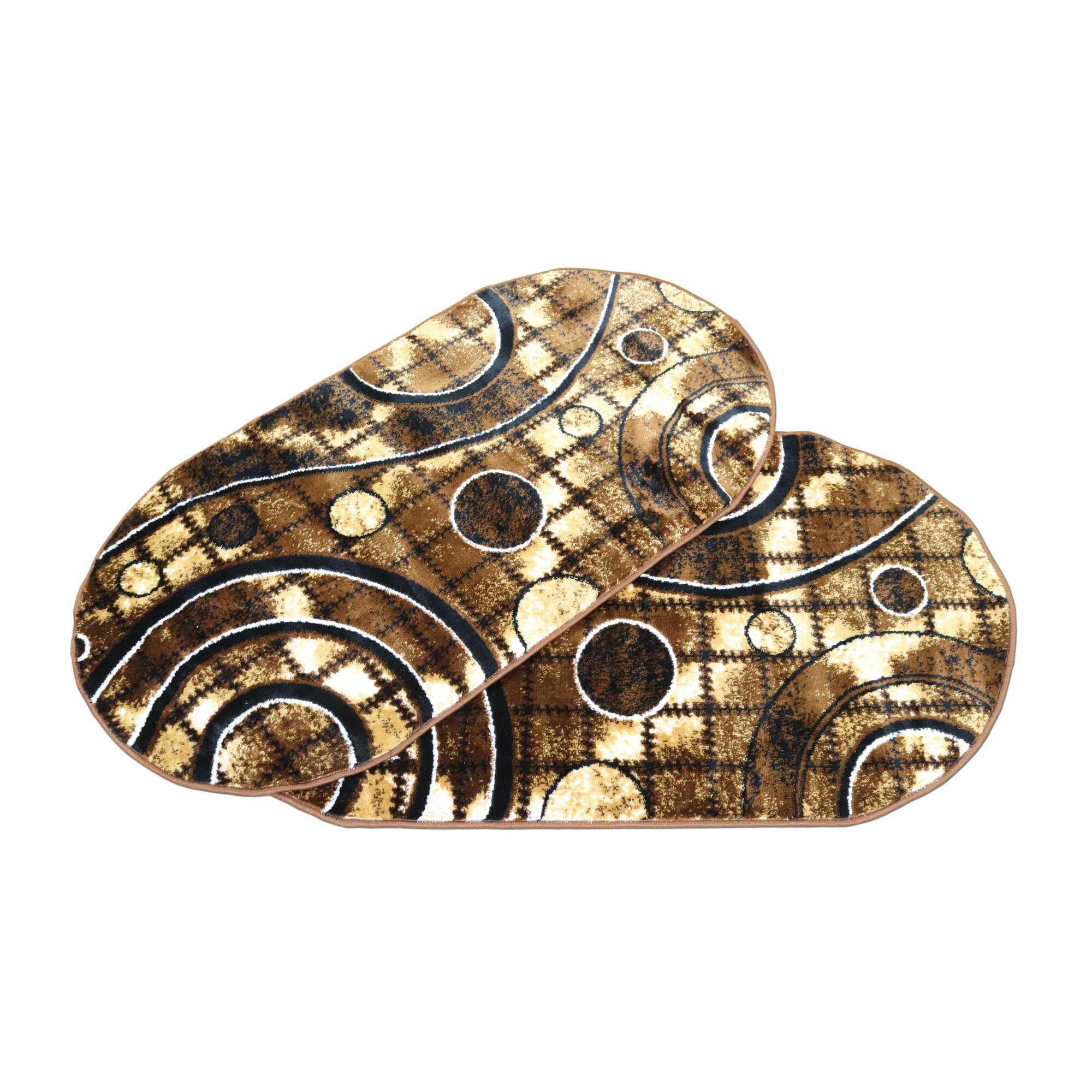 Set 2 bucati,Covor Effect Desing 80x150 cm oval-0876 Maro