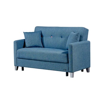 Canapea Etna, extensibila, lada depozitare, 2 locuri, 80x148 cm, material textil, Bleu Canapea Etna, extensibila, lada depozitare, 2 locuri, 80x148 cm, material textil, Bleu