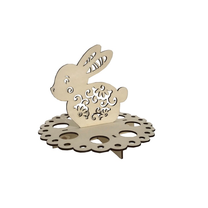 Suport Paste Iepuras 8 oua, Lemn, 250x250x210 mm