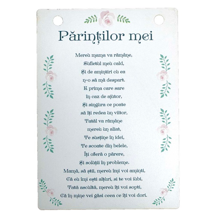 Dekoratív fa tábla üzenettel a szüleimnek, 21x15cm