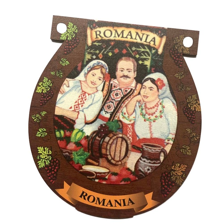 BestCase Dísztányér, fa, hagyományos népi motívumokkal, 16x14cm