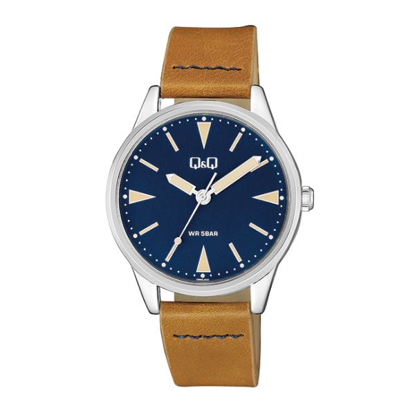 Ceas barbatesc Q&Q QB90J322Y Sport Blue, Brown Strap