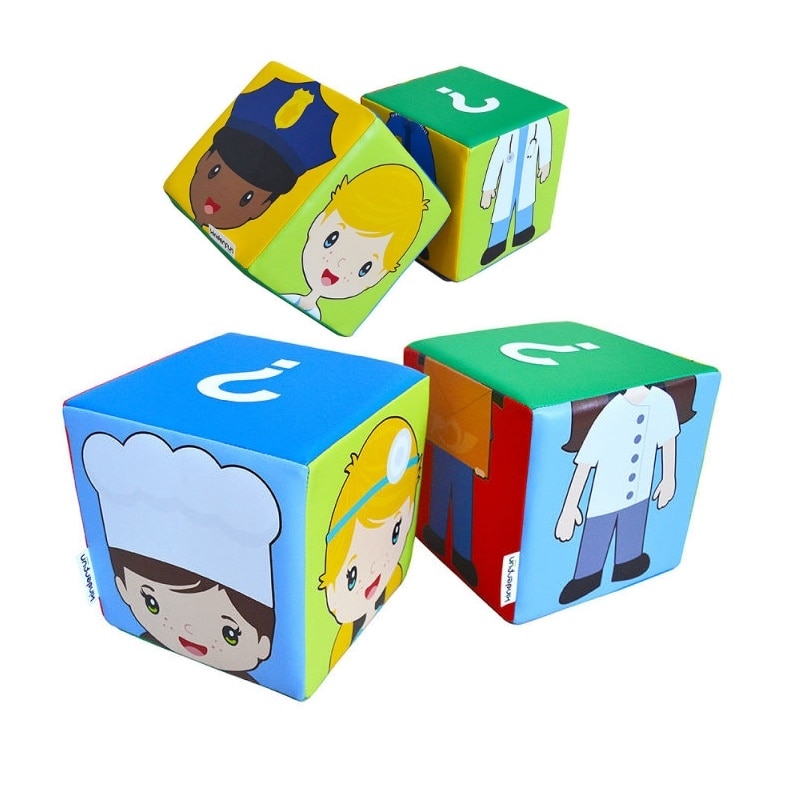 Set 4 Cuburi educationale - Baieti si Fete - Kinderfun Soft Play