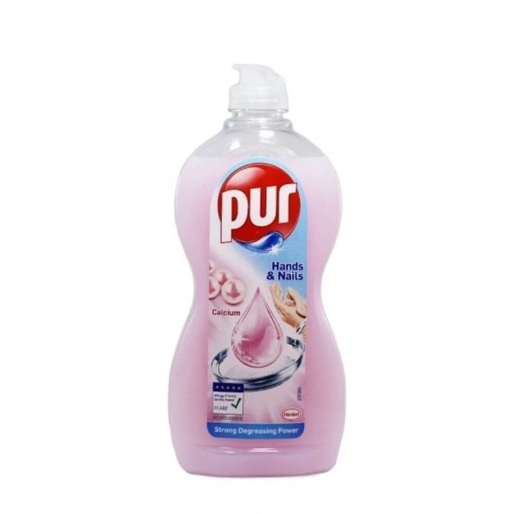Detergent de Vase Lichid PUR Power 5 Hands&Nails Calcium, Cantitate 450 ml, Solutii de Spalat Vasele