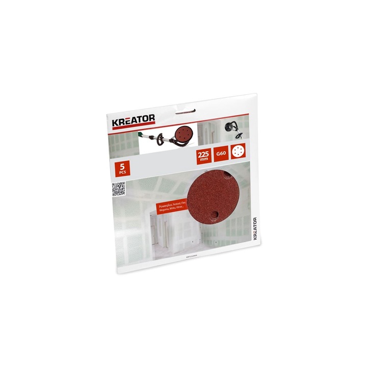Kreator tépőzáras csiszolópapír falcsiszolókhoz P60 5 db-os 225mm, KRT232004