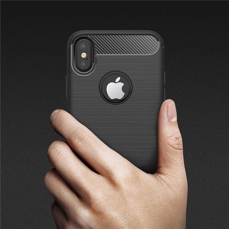 Husa iPhone X, iPhone XS, Carbon Flexibil, Negru
