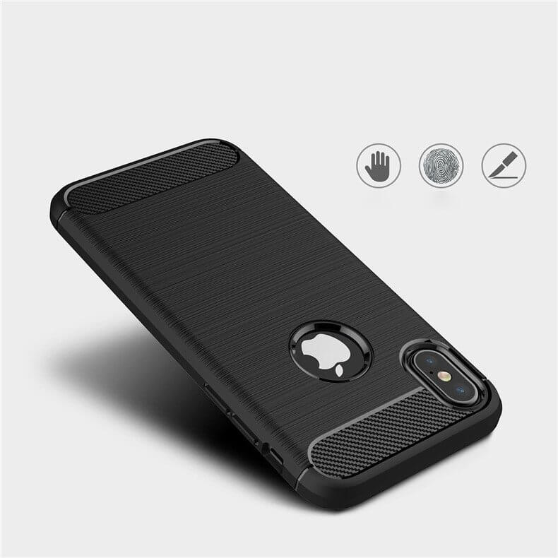 Husa iPhone X, iPhone XS, Carbon Flexibil, Negru