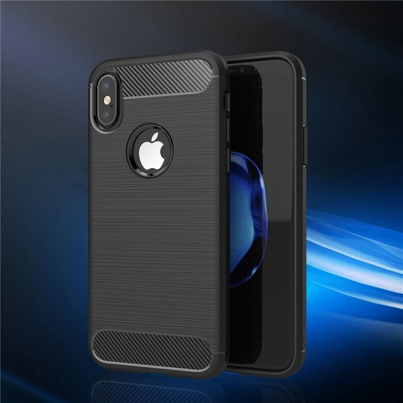 Husa iPhone X, iPhone XS, Carbon Flexibil, Negru