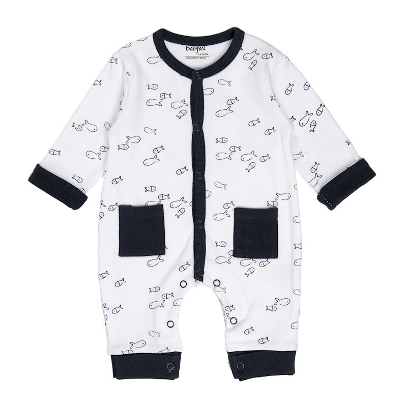 Salopeta Babybol bebe baiat, imprimeu pestisori, 12 luni