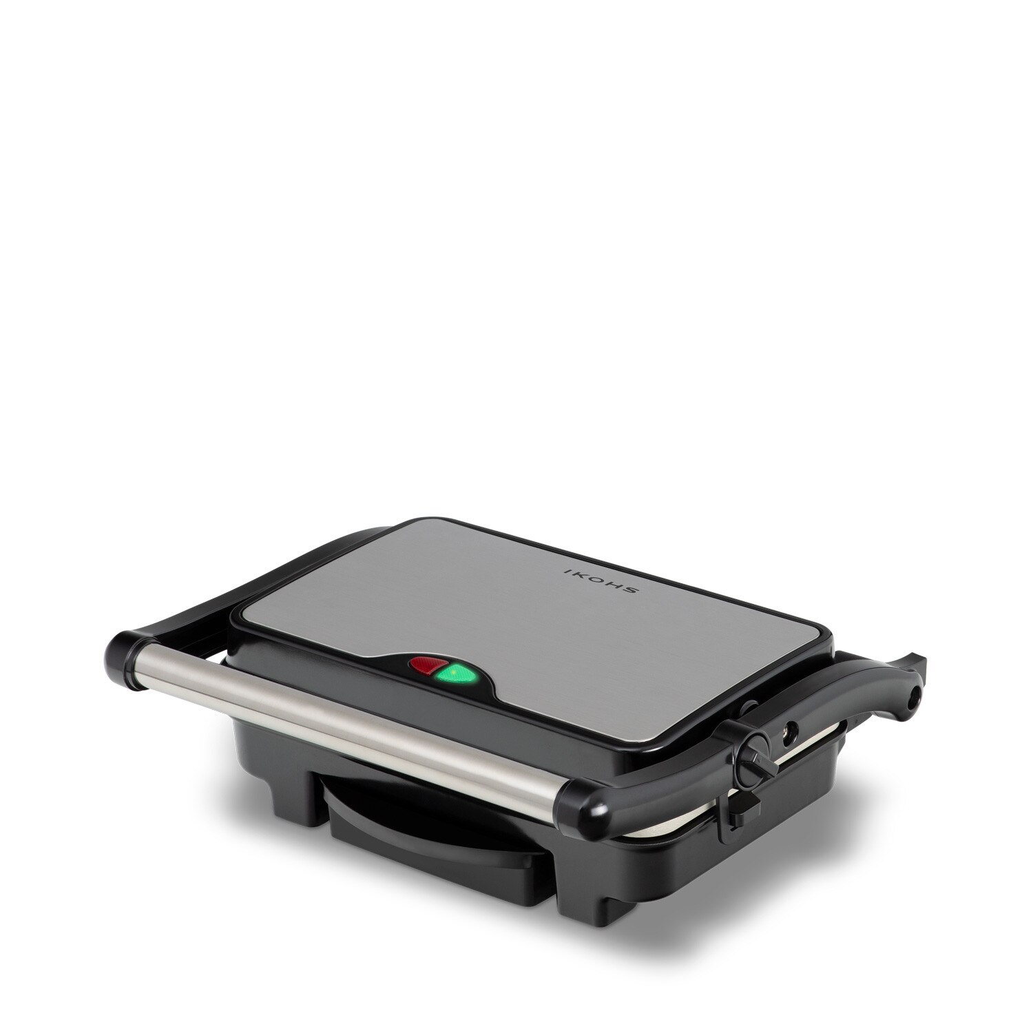 Grill electric Ikohs, 1500 W, placi antiaderente, inox/negru