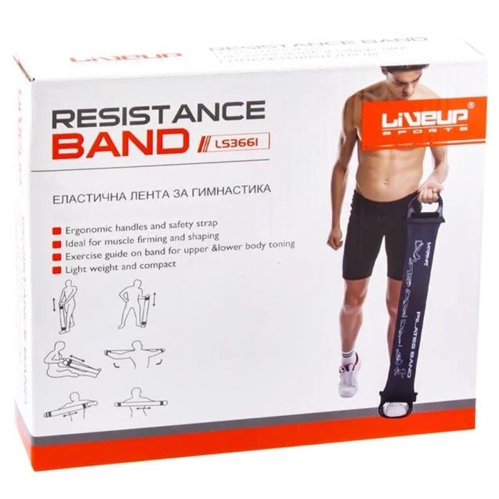 Еластична лента за тренировки LiveUp, Каучук, Син