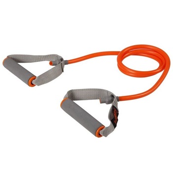Coarda elastica pentru exercitii fizice, cu manere, LiveUp, Cauciu, Portocaliu Coarda elastica pentru exercitii fizice, cu manere, LiveUp, Cauciu, Portocaliu