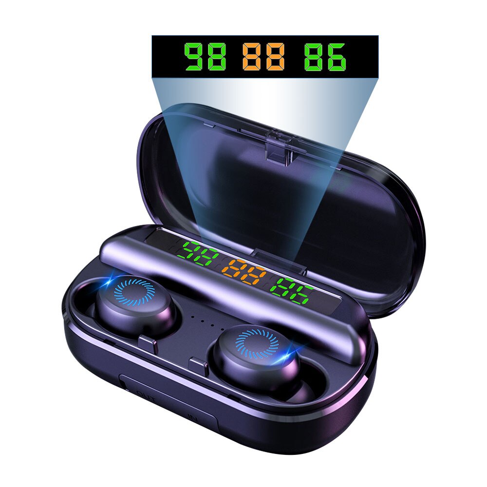 Casti bluetooth F10A TWS, brand Pyramid®, bluetooth 5.0, control tactil, sunet 8D, capacitate de anukare a zgomotului din exterior, negru