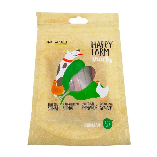 Recompense pentru caini, Croci, Happy Farm snacks, pui si spanac, 80 g, c1130028