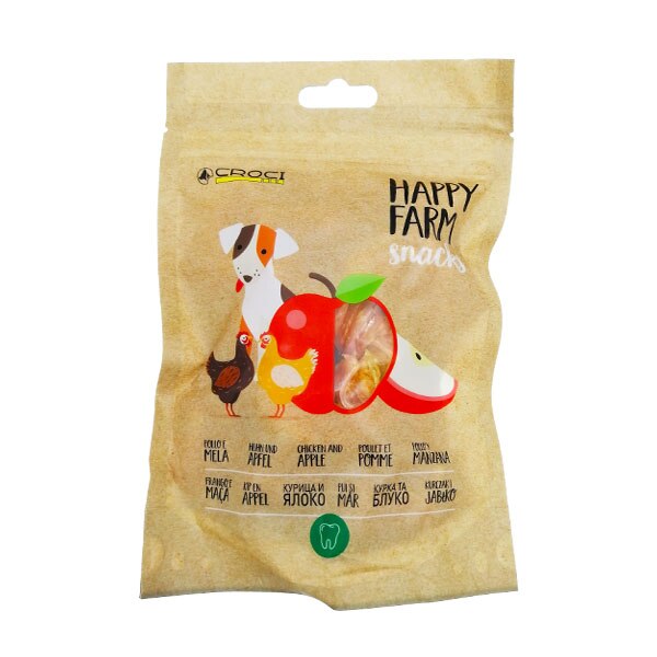 Recompense pentru caini, Croci, Happy Farm snacks, pui si mar, 80 g, c1030660