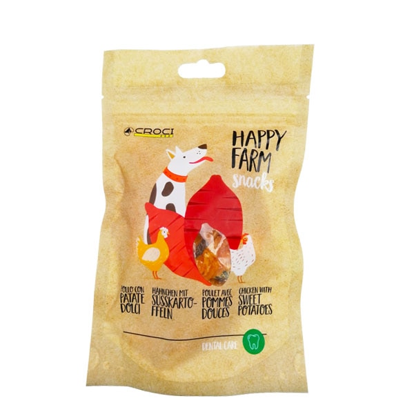 Recompense pentru caini, Croci, Happy Farm snacks, pui si cartof dulce, 80 g, c1130026