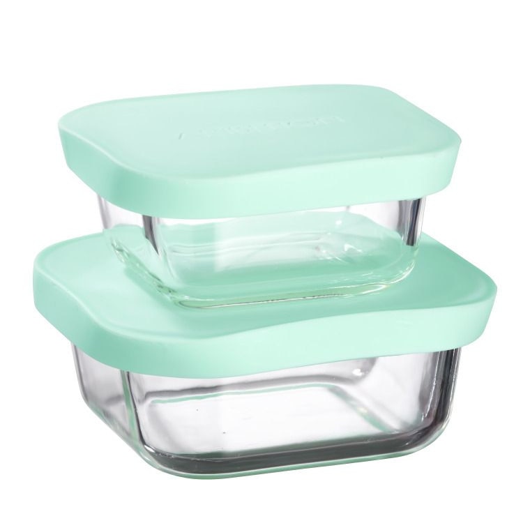 Set 2 recipiente, Ambition, Frisk, patrata, capac silicon 300ml, 450 ml