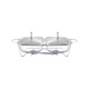 Tava patrata si termorezistenta cu capac pentru cuptor si servire bufet, 2x2.5L, chafing dish cu lumanare, Ambition Helios