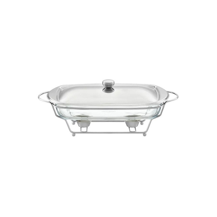 Ambition Helios téglalap alakú és hőálló tálca fedővel sütőhöz és tálalóbüféhez, állvánnyal, 3,6L