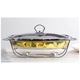 Tava ovala si termorezistenta cu capac pentru cuptor si servire bufet, 3L, chafing dish cu lumanare, Ambition Helios
