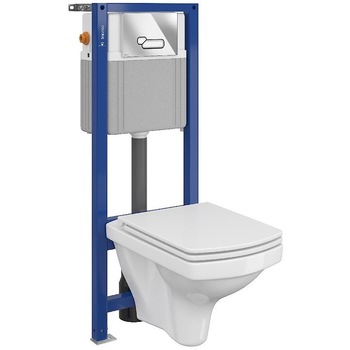 Toaleta Cersanit Easy CleanON, Cersanit Aqua 880, capac soft, capacitate 9 L, crom lucios Toaleta Cersanit Easy CleanON, Cersanit Aqua 880, capac soft, capacitate 9 L, crom lucios