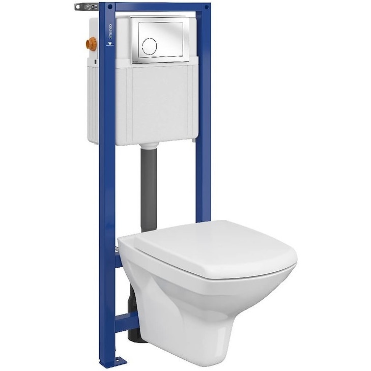 Toaleta Cersanit Carina CleanON, Cersanit Aqua 800, capac soft, capacitate 9 L, crom lucios