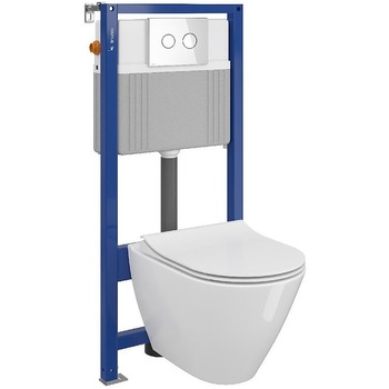 Toaleta Cersanit City Oval CleanON, Cersanit Aqua B30, capac soft and slim, capacitate 9 L, sticla alba Toaleta Cersanit City Oval CleanON, Cersanit Aqua B30, capac soft and slim, capacitate 9 L, sticla alba