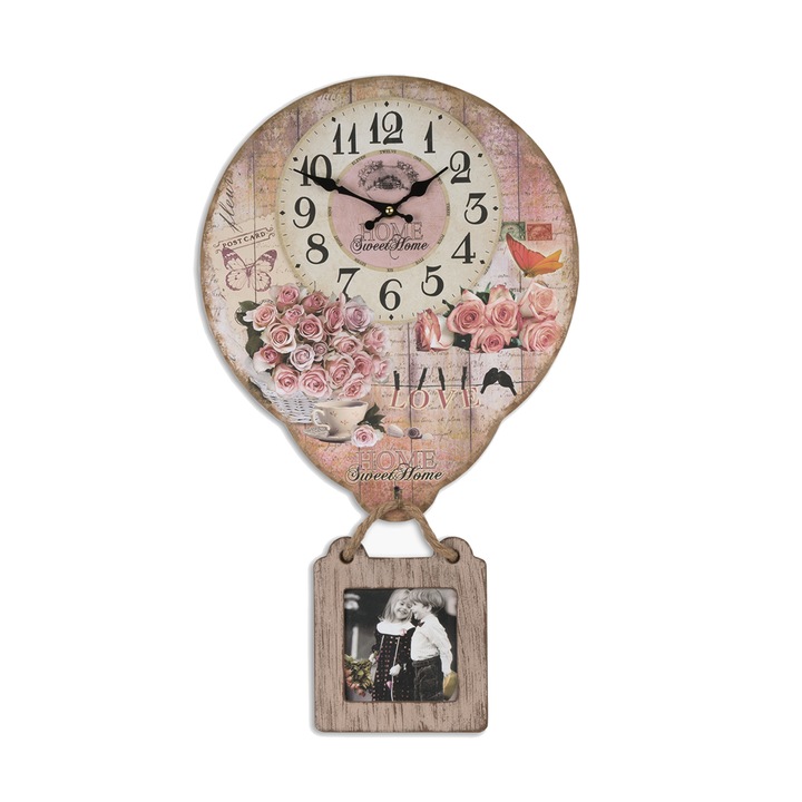 Ceas decorativ cu rama foto, 35x65cm , ballon