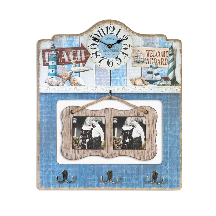 Ceas decorativ cu rama foto, 45x53cm , blue