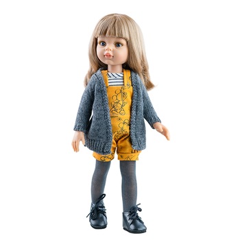 Papusa Paola Reina Carla in salopeta galbena cu imprimeuri cu Mickey Mouse - Amigas, 32 cm Papusa Paola Reina Carla in salopeta galbena cu imprimeuri cu Mickey Mouse - Amigas, 32 cm