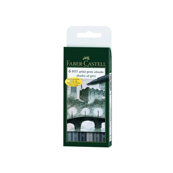 Set 6 bucati Pitt Artist Pen tonuri gri, Faber - Castell