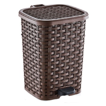 Cos gunoi cu pedala , tip Rattan , maro , 6L Cos gunoi cu pedala , tip Rattan , maro , 6L