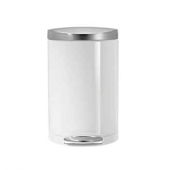 Cos de gunoi semi-rotund, cu pedala, 10 L, White Steel - simplehuman Cos de gunoi semi-rotund, cu pedala, 10 L, White Steel - simplehuman